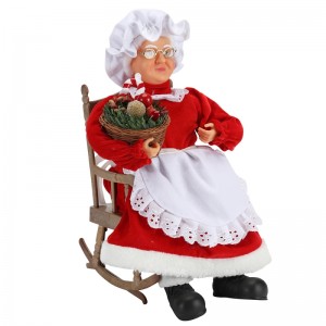 45cm beoite Santa mná ina suí ar an gcathaoirleach leictreach ceol ag gluaiseacht maisiú Nollag figurine Féile Saoire Fabraic Fabraic Fabraic