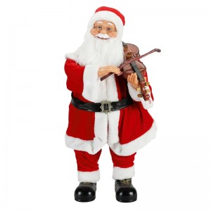 80cm beoite Nollag Soilsiú Ceoil Santa Claus le Maisiú Ornament Fidil Bailiúchán Figurine Saoire Traidisiúnta