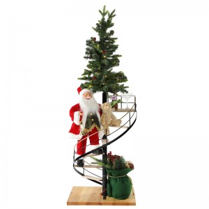 60cm staighre Nollag Santa Claus le Soilsiú Ceoil Ornament Maisiú Féile Bailiúchán Figurine Traidisiúnta